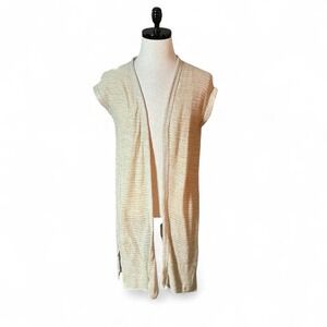 Living Crafts Linen Cotton Blend Open Front‎ Cardigan Coastal Sustainable Size S